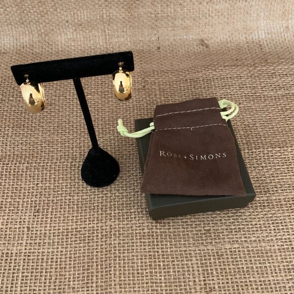 18K Gold over sterling Hoop Earrings 7/8" wide - Picture 7 of 7